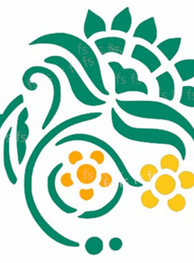 花盆模板手绘创意涂鸦圆形花纹