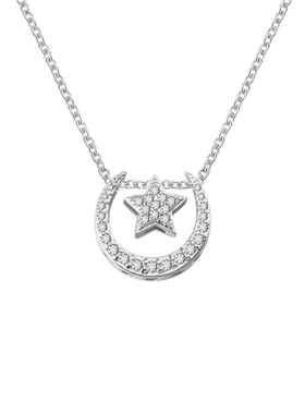 纯银锆石甜美风韩国饰品月亮项链
