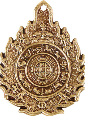 本命年黄铜藏传吊坠九宫八卦牌