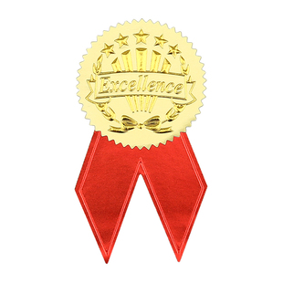 荣誉证书圆形印章贴纸创意奖状纸证件钢印贴欧式不干胶蝴蝶结装饰