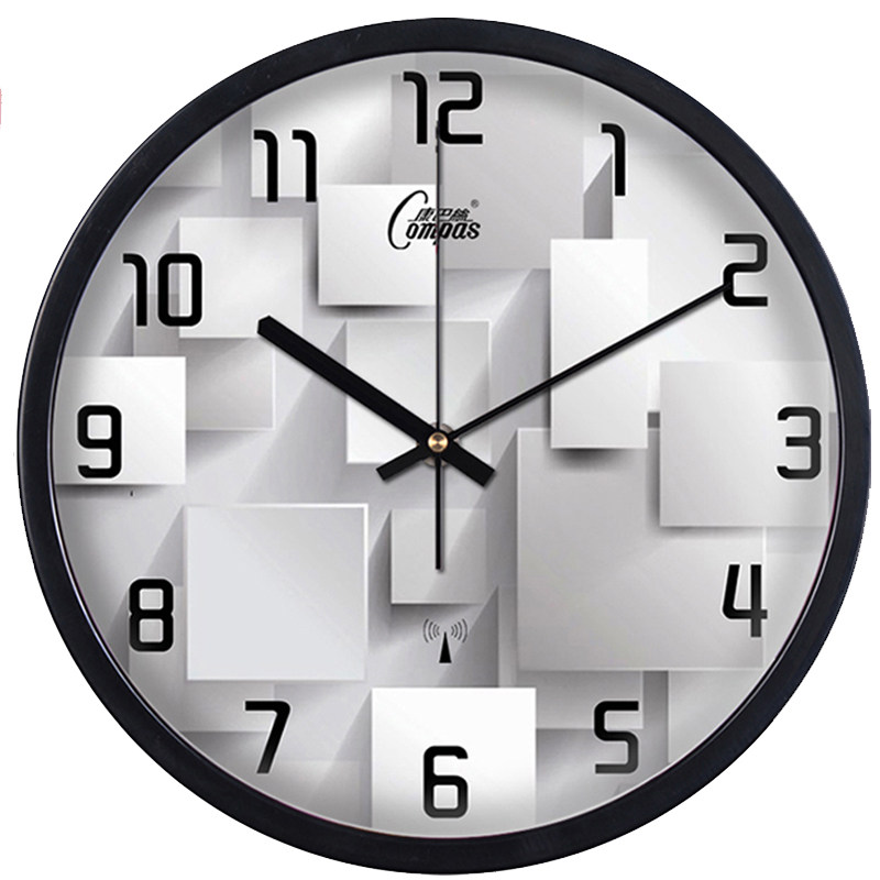 新品康巴丝电波钟创意潮流简约现代客厅卧室个性挂钟欧式静音钟表
