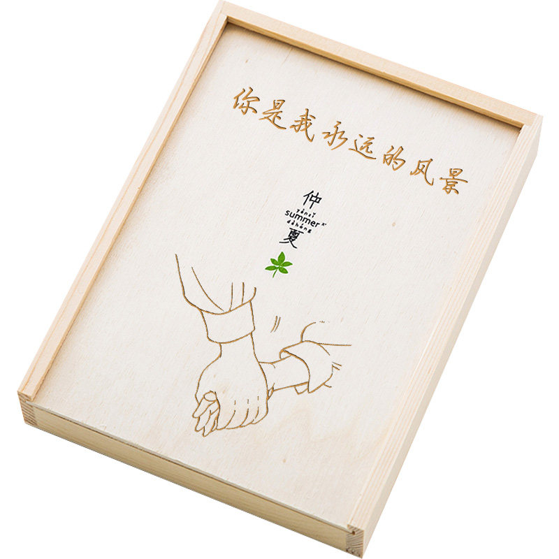 DIY笔记本刻字定制照片木盒装小清新彩页手帐布面记事本创意礼物5