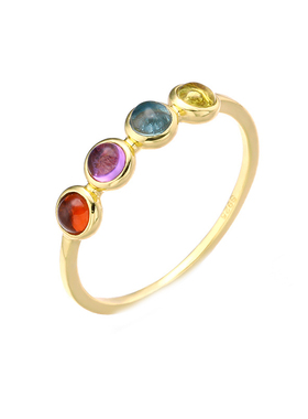 日系甜美百搭彩色石榴石水晶戒指