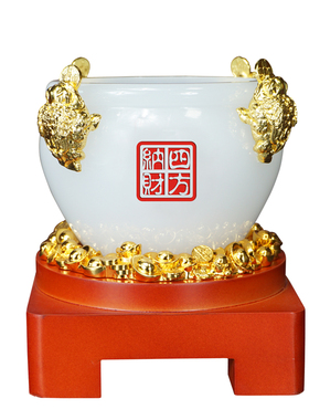 公司开业礼品招财摆件聚宝盆店铺开业吧台收银台玄关风水开运金蟾