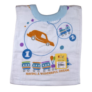 【现货】汽车紗布套头毛巾围兜婴儿纯棉饭兜柔软口水巾围嘴BB25