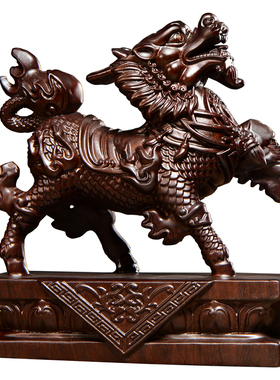 瑞兽家居客厅电视柜红木麒麟摆件