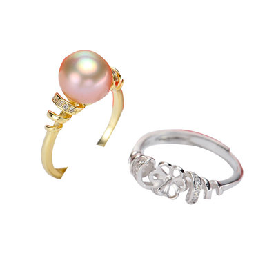 爱心款珍珠可调节戒指空托