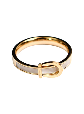 钛钢镀18k玫瑰金色皮带扣戒指