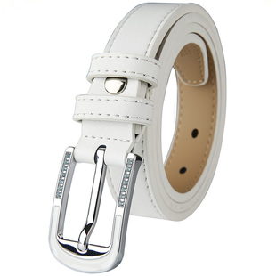 花花公子皮带女款真皮腰带女式牛皮腰带女士配牛仔裤带白色宽新款