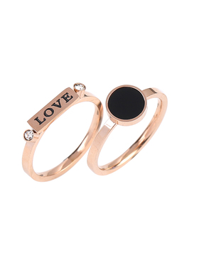 气质百搭钛钢两件套戒指镀玫瑰