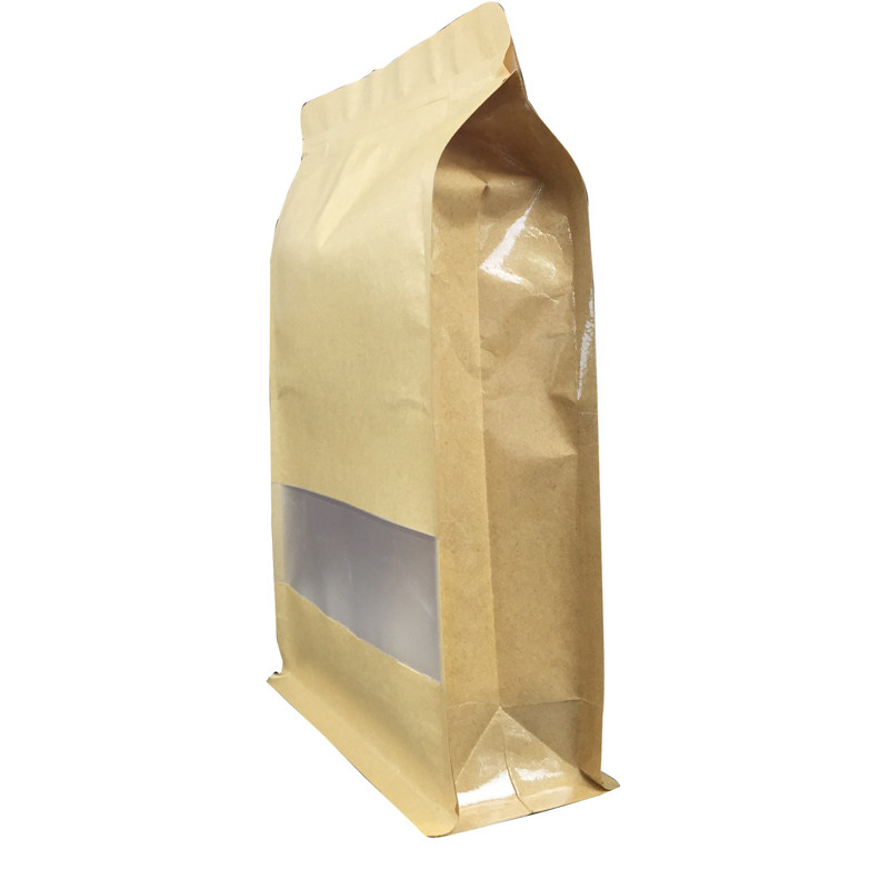 八边封开窗牛皮纸袋葡萄干自封袋干果休闲食品包装袋密封塑料袋