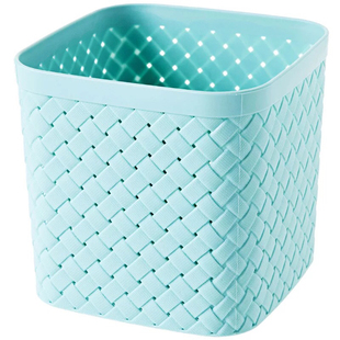 塑料收纳框桌面方形仿编织盒子瓜子纸屑垃圾桶小号缕空篮扔垃圾桌