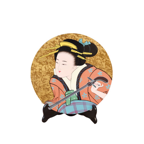日本原单 和风传统日式工艺品 和室装饰品 漆画圆板摆件 漆器多款
