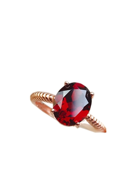 日韩天然红色水晶宝石戒指石榴石