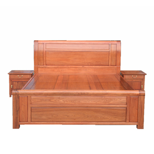 红木家具缅甸花梨木素面床婚床双人床实木床大床 大果紫檀独板