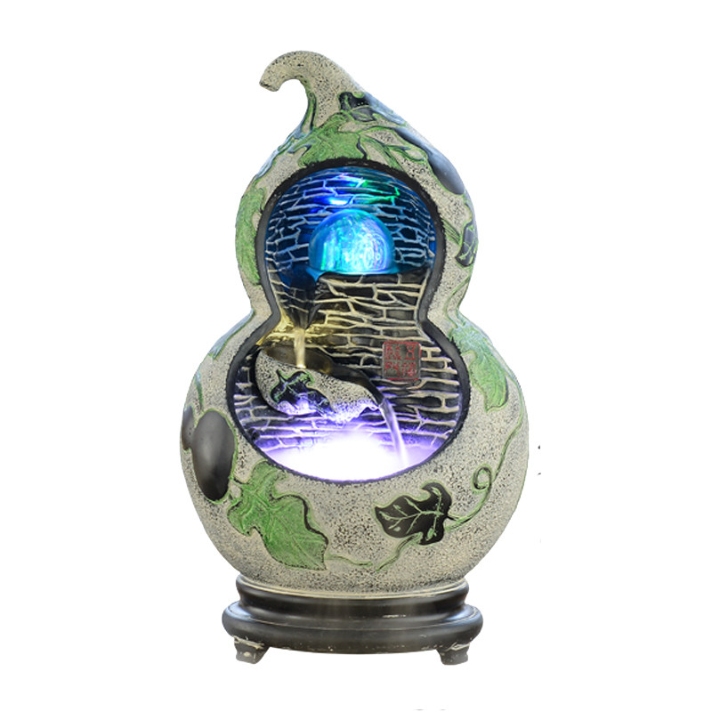 办公室装饰品流水喷泉工艺品招财风水轮玄关复古摆件开业礼品葫芦