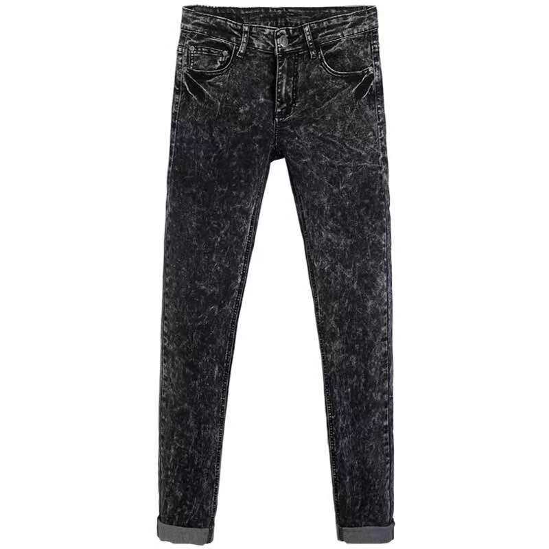 买一送一春季黑色牛仔裤男士韩版潮流修身小脚裤紧身社会人裤子男