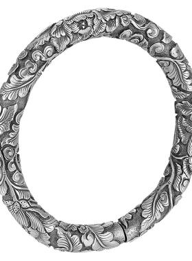 原创女款民族风盛放牡丹纯银手镯