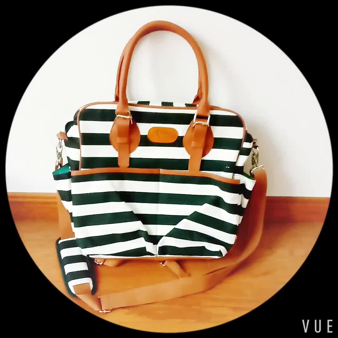 Black White Stripes Print Baby Nappy Diaper Bag Large Capacity Canvas Maternity Bag Baby 1pcs Bags For Mom Bolsa Maternidade Leather Bag