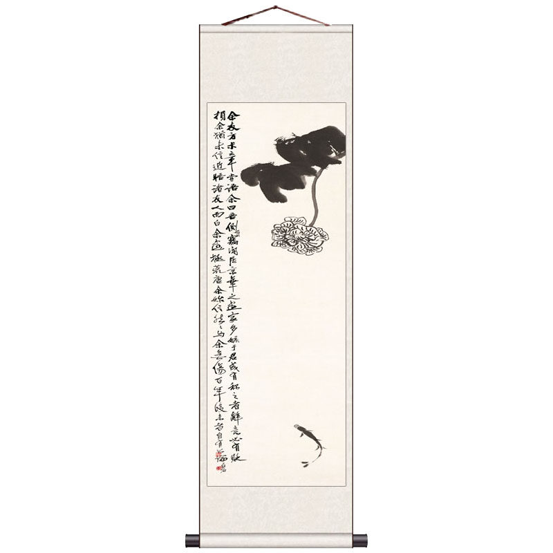 水墨挂画茶楼丝绸卷轴条幅齐白石