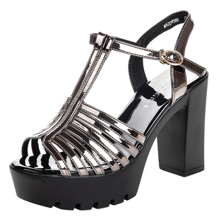 南王2025夏季新款防水台粗高跟10cm走秀T舞台夜店宴会舒适凉鞋女