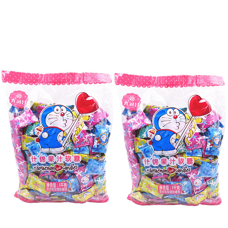 大润谷 Hello Kitty果汁软糖哆啦A梦凯蒂猫水果糖果喜糖qq糖1000g