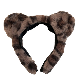 秋冬豹纹毛绒熊耳朵发箍韩国超萌卡通头饰发箍甜美可爱头箍头饰女