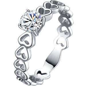 美国莫桑石 印记950 钻石戒指 女戒婚戒 带首饰品女指环 0457