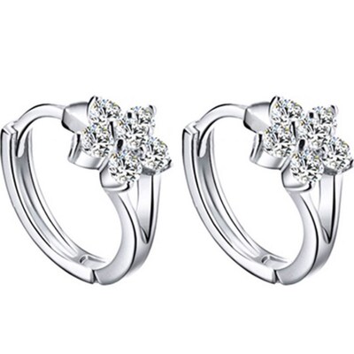 925纯银耳环女雪花耳扣日韩小耳圈耳坠耳饰耳钉防过敏百搭迷你