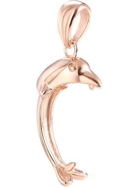 diy夹扣配件银海豚镶嵌珠托吊坠