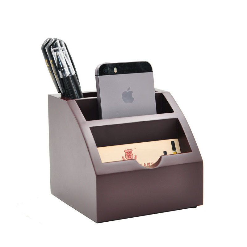包邮 多功能高档商务木质名片座办公笔筒 创意时尚桌面文具收纳盒