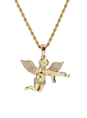 欧美街头嘻哈潮牌纯铜男锆石项链