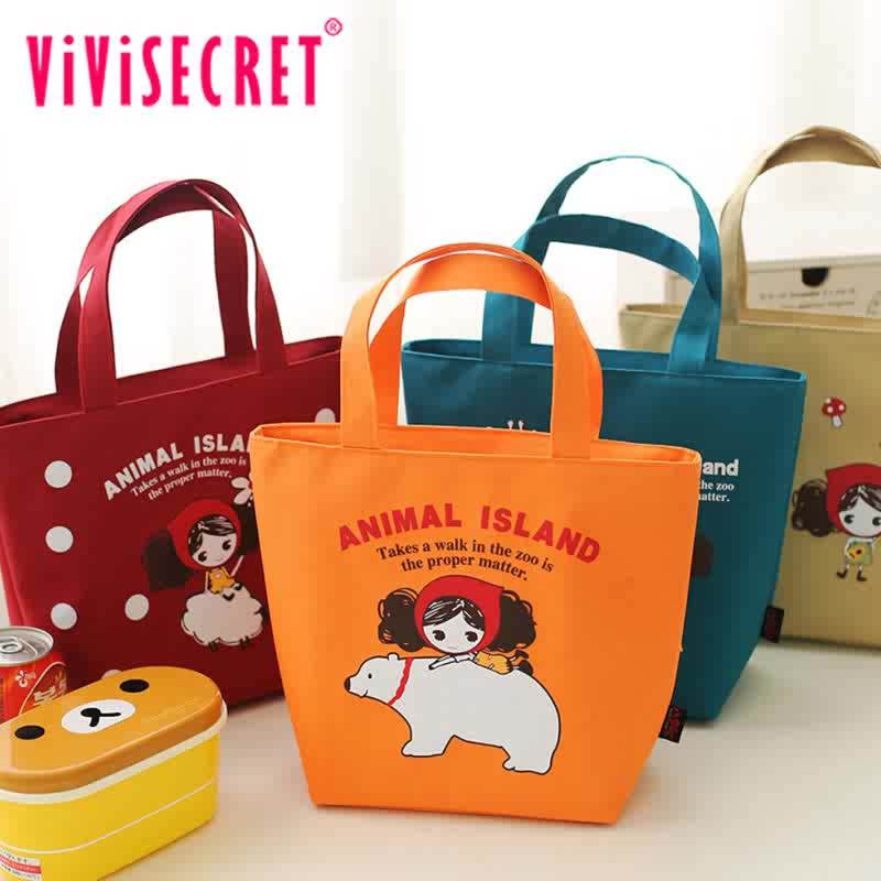 Opening Sale Cartoon Canvas Tote Lunch Bag Thermal Whole Foods Picnic