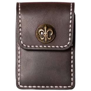 打火机皮套真皮简约手缝头层牛皮可穿皮带煤油打火机通用打火机包