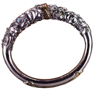 手工纯银定海神针手镯s990足银如意金箍棒银手镯男士款霸气复古风