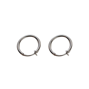 925无耳洞耳夹男生纯银素圈耳钉耳耳骨夹潮男士光面时尚网红耳扣