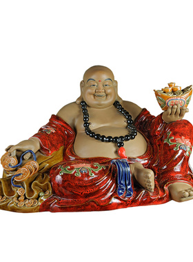 大师家居门酒柜笑佛像陶瓷摆件