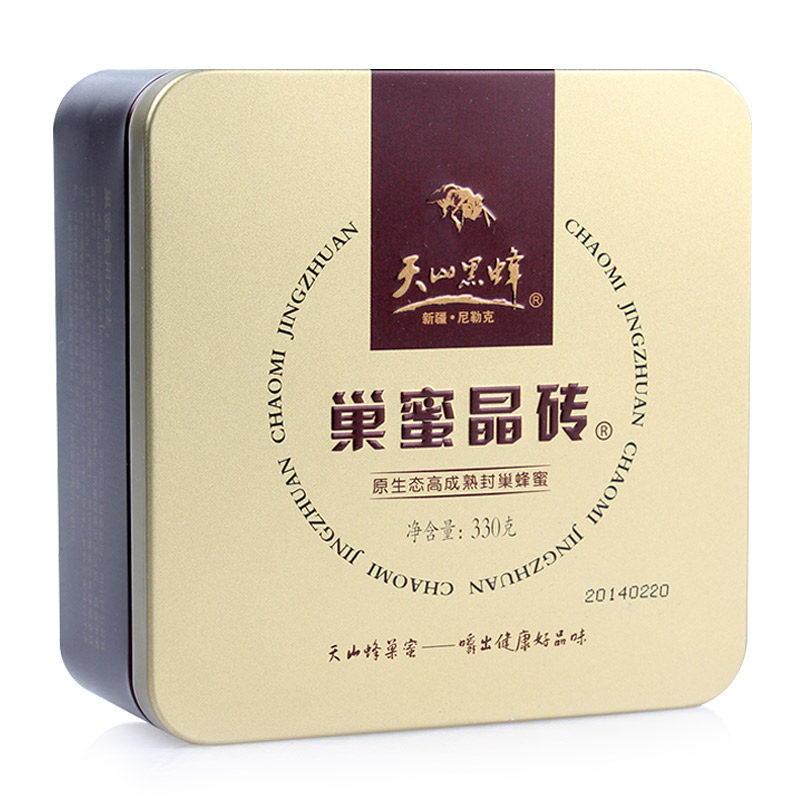 新疆天山黑蜂蜜巢蜜晶砖礼盒百花蜜蜂蜜原蜜330克