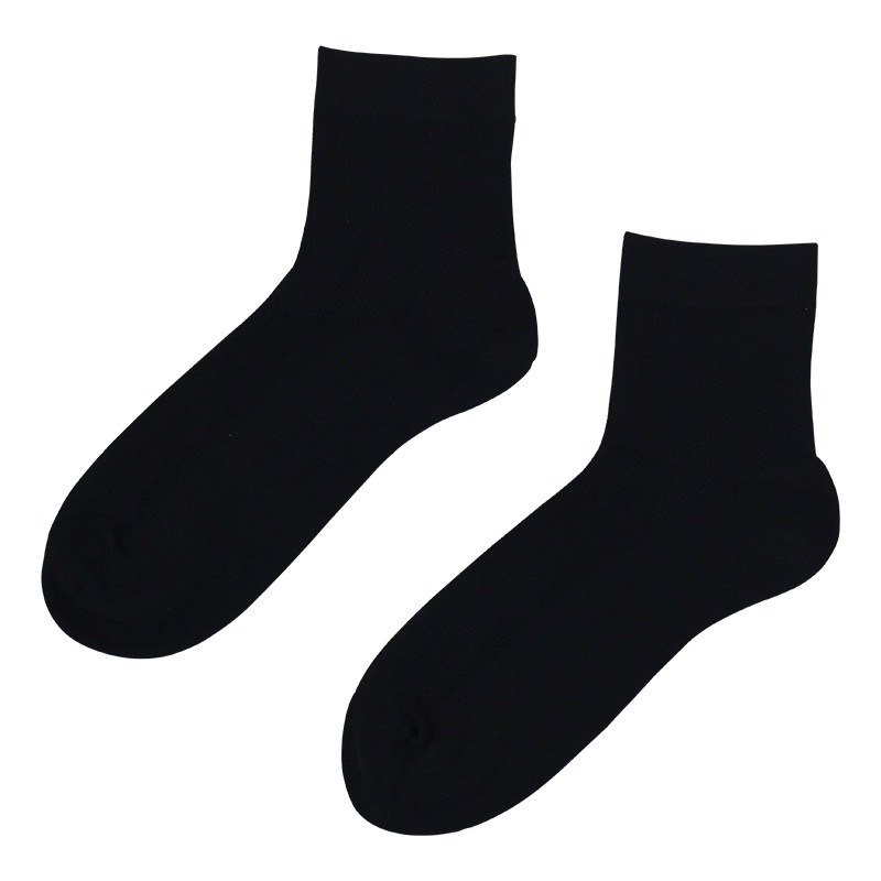 欧蒂爱女袜春夏秋季超薄网眼透气纯棉袜子女纯色中筒薄款黑色短袜