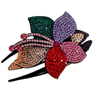 水钻花朵发饰发夹后脑勺大号鸭嘴夹发卡头饰夹子韩国盘头发的饰品