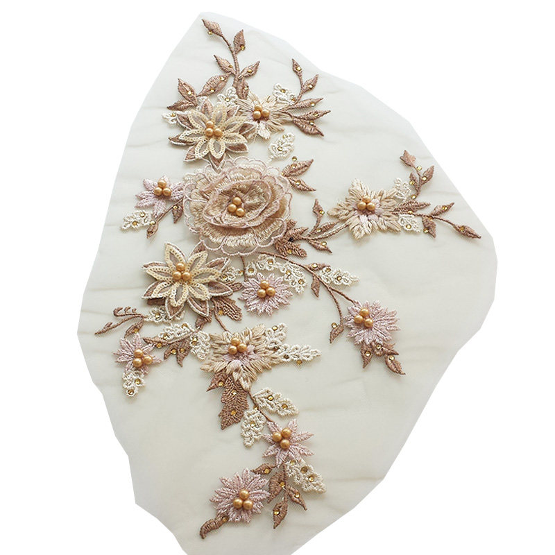 立体花布贴钉珠烫钻亮片手工DIY
