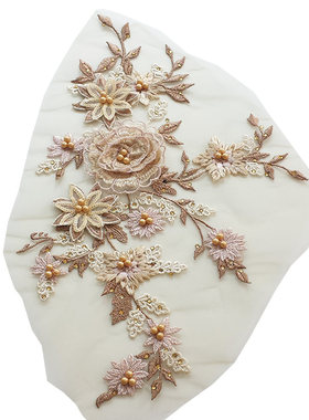 立体花布贴钉珠烫钻亮片手工DIY