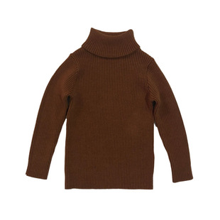 女童男女宝宝婴幼儿小童秋冬高领毛衣套头针织打底衫黑白色全棉线