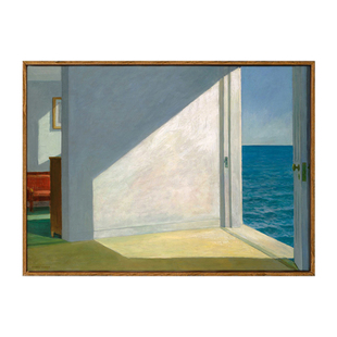 爱德华霍珀现代简约油画装饰画客厅餐厅玄关卧室酒店样板房晶瓷画