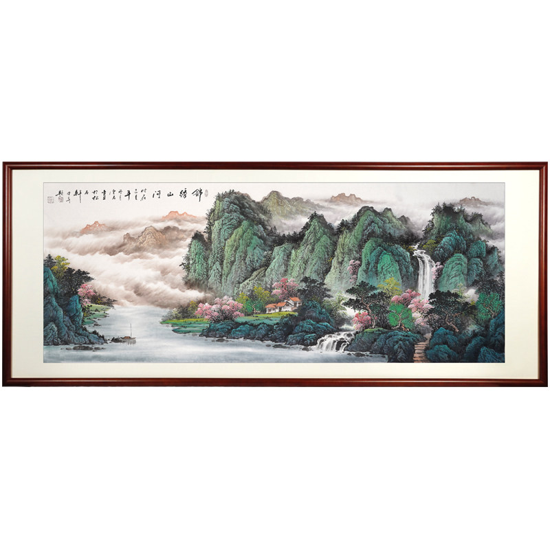 一品纯手绘客厅办公室锦绣山水画