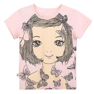 小数点童装女孩夏季新款女童短袖t恤上衣夏装白色半袖中小