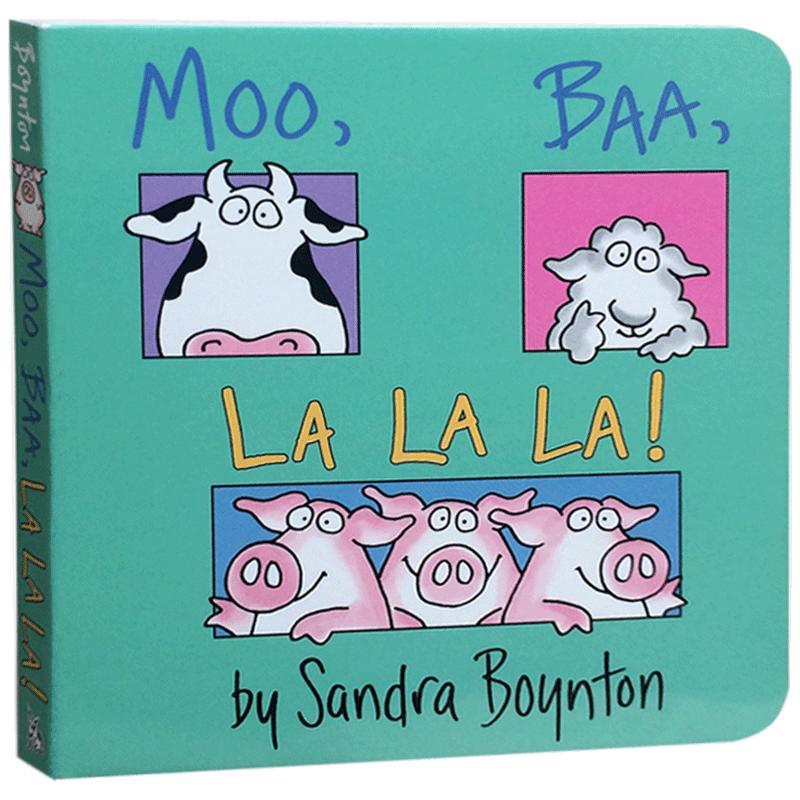 预售送音频原版英文启蒙绘本MOO, BAA, LA LA LA!百本需读 哞咩啦啦 纸板书幼儿启蒙认识亲子读物儿童阅读英语不怕撕咬睡前故事书
