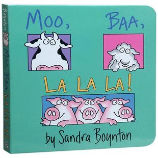 送音频原版英文启蒙绘本MOO, BAA, LA LA LA!百本需读 哞咩啦啦 纸板书幼儿启蒙认识亲子读物儿童阅读英语不怕撕咬睡前故事书