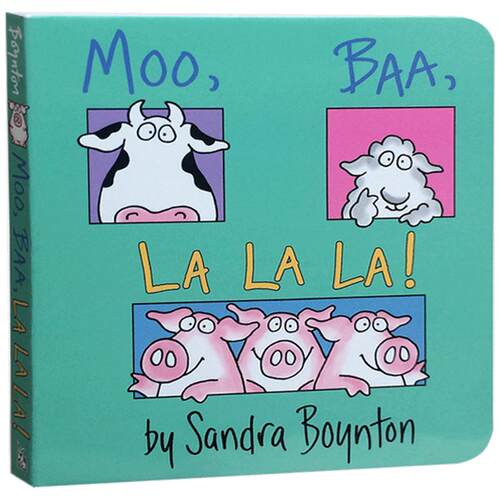 送音频原版英文启蒙绘本MOO, BAA, LA LA LA!百本需读 哞咩啦啦 纸板书幼儿启蒙认识亲子读物儿童阅读英语不怕撕咬睡前故事书