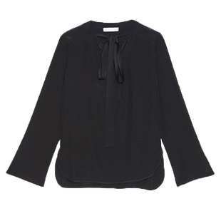 欧美秋冬街头百搭上衣女装 暗黑系胸前交叉绑带缕空性感打底长袖